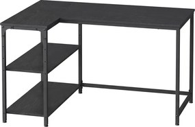 Secretária com espaço de arrumação, em L 110 x 80 x 76 cm, prateleira ajustável em altura Preto