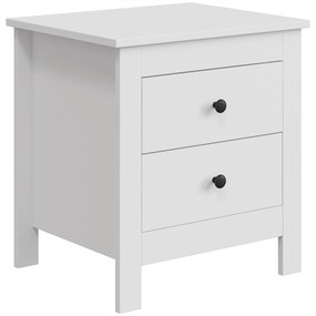 HOMCOM Criado-mudo moderno com 2 gavetas, mesa de apoio com pads anti-derrapantes para o quarto, Branco | Aosom Portugal