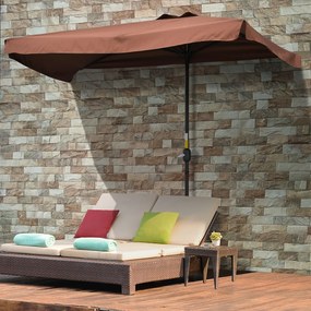 Meio guarda-sol - guarda-sol de varanda com 5 suportes metálicos, 2,3 x 1,3 x 2,49 m, poliéster de alta densidade, cor chocolate