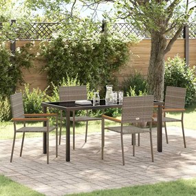 vidaXL Conjunto de Jantar de 5 Peças Cinza Rattan de Polietileno