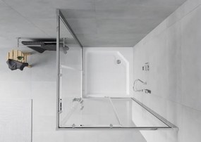 Mexen Rio cabina de duche quadrada 90 x 90 cm, transparente, cromado + base de duche, branco - 860-090-090-01-00-4510