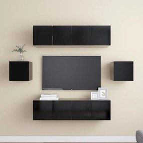 vidaXL 6 pcs conjunto de móveis de TV derivados de madeira preto