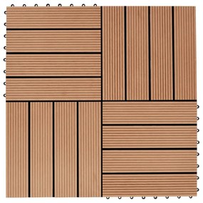 277801 vidaXL Ladrilhos de pavimento 22 pcs WPC 2m² 30x30 cm cor teca