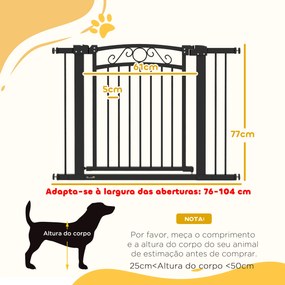 Barreira de Segurança para Cães Extensível 76-102 cm Barreira para Animais de Estimação com 2 Extensões Preto
