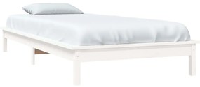 Estrutura de cama de solteiro 90x190 cm pinho maciço branco
