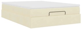 Estrutura de cama otomana com colchão tecido creme 140x200cm