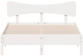 Cama sem colchão 120x190 cm madeira de pinho maciça branco