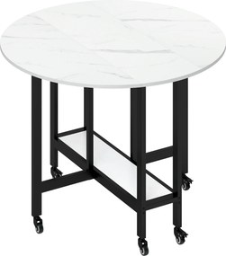 HOMCOM Mesa de Jantar Dobrável com Rodízios, Mesa de Cozinha para 4 Pessoas com Prateleira Integrada, 100 x 100 x 75 cm, Branco | Aosom Portugal