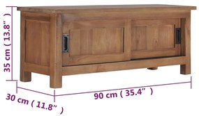 Móvel de TV 90x30x35 cm madeira de teca maciça