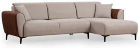Sofá-cama de canto Aren – Bege e Canela – 150 x 260 cm
