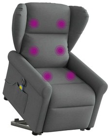 Poltrona elétrica elevatória massagens tecido cinzento-escuro