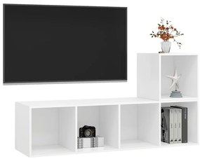 2 pcs conjunto de móveis de TV contraplacado branco