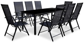 vidaXL Conjunto de jantar para jardim 9 pcs alumínio preto