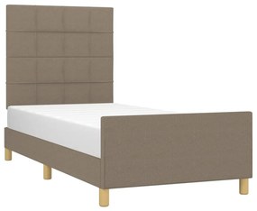 Estrutura cama cabeceira 100x200 cm tecido castanho-acinzentado