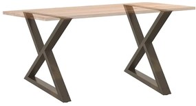 Pés para mesa de jantar 2 peças aço natural 90x(72-73,3) cm aço