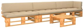 vidaXL 4 pcs conjunto lounge paletes pinho impregnado castanho mel