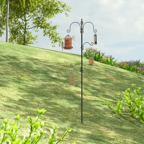 Comedouro decorativo para pássaros, com 4 ganchos, 54,5 x 54,5 x 208 cm, preto