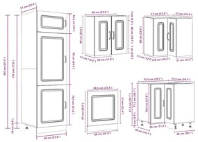 14 peças armário de cozinha conjunto Kalmar concreto cinza