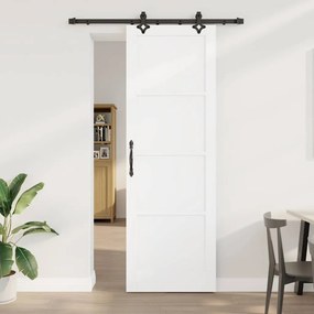 vidaXL Porta Deslizante com Conjunto de Ferragens 'ORKDAL'em Madeira Sólida Branca
