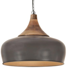 vidaXL Candeeiro teto industrial 45cm E27 ferro cinza e madeira maciça