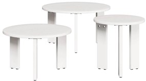 vidaXL Mesa de centro 3 pcs Branco Madeira de pinho maciça