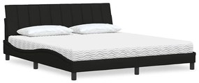 vidaXL Cama com colchão 180x200 cm tecido preto