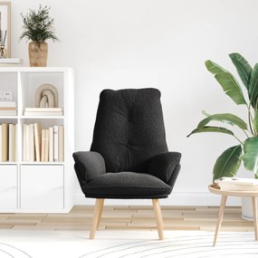 Poltrona Relaxante Preta em Tecido de Lã Curly