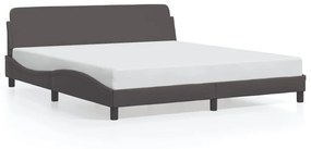 Estrutura cama c/ cabeceira 180x200cm couro artificial cinzento
