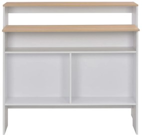 Mesa de bar com 2 tampos 130x40x120 cm branco e carvalho