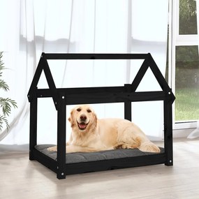 Cama para cães 81x60x70 cm madeira de pinho preto