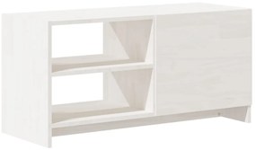 Móvel de TV 80x31x39 cm madeira de pinho maciça branco