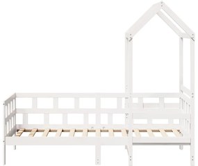 Sofá-cama com telhado 80x200 cm madeira de pinho maciça branco