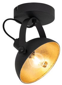 Luminária de teto industrial preta com dourado 15 cm ajustável - Magnax