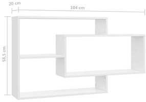 Prateleiras de parede derivados de madeira branco brilhante