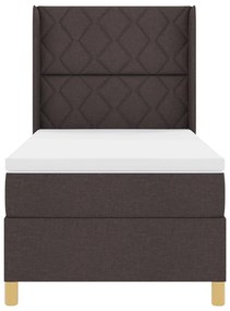 Cama Box Spring com Colchão e LED Castanho Escuro 100x200 cm Tecido