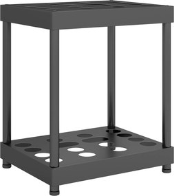 Organizador de ferramentas de jardim, suporte para ferramentas de jardim com 16 compartimentos em 2 níveis, 42 x 33 x 50 cm, preto
