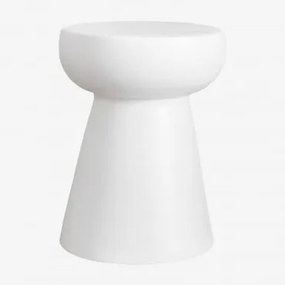 Mesa Lateral Redonda Em Cerâmica Karus Branco - Sklum