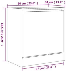 Sapateira 60x34x63,5 cm derivados de madeira cinzento sonoma