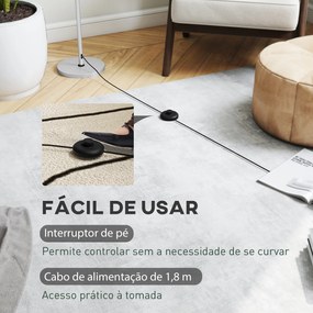 Candeeiro de Pé Moderno com Ecrã em Forma de Taça Refletora de Luz Interruptor de Pé Suporte E27 sem Lâmpada Ø35x155 cm Prata