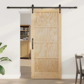 vidaXL Porta Deslizante Manual Natural e preto 86 x 198.5 cm