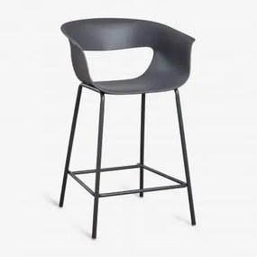 Pack De 4 Bancos Altos De Jardim Em Polipropileno E Aço Alanys Cinza Grafito & ↑65 Cm - Sklum