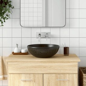 vidaXL Lavatório de bancada redondo Φ41x14 cm cerâmica preto