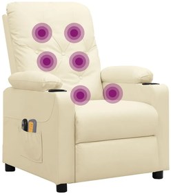 Poltrona de massagens elétrica couro artificial cor creme
