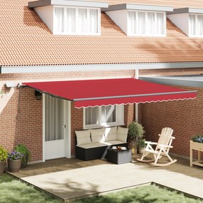 Toldo Retrátil Manual vidaXL com LED Vermelho 450x350 cm