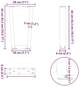 Pés para mesa de centro em V 2 peças preto 28x(42-43,3) cm aço