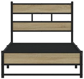 Estrutura de cama sem colchão 75x190 cm metal carvalho sonoma
