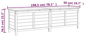 Caixa de arrumação para jardim 198,5x50x56,5 cm abeto maciço