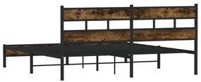 Estrutura de cama sem colchão 180x200cm metal carvalho fumado
