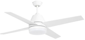 HOMCOM Ventoinha de Teto com Luz 46W Ø129 cm com 4 Lâminas Reversíveis Controlo Remoto 6 Velocidades e Temporizador Branco