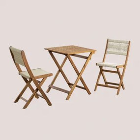 Conjunto De Mesa De Jardim Dobrável Delawer Classic E 2 Cadeiras Beige Creme - Sklum